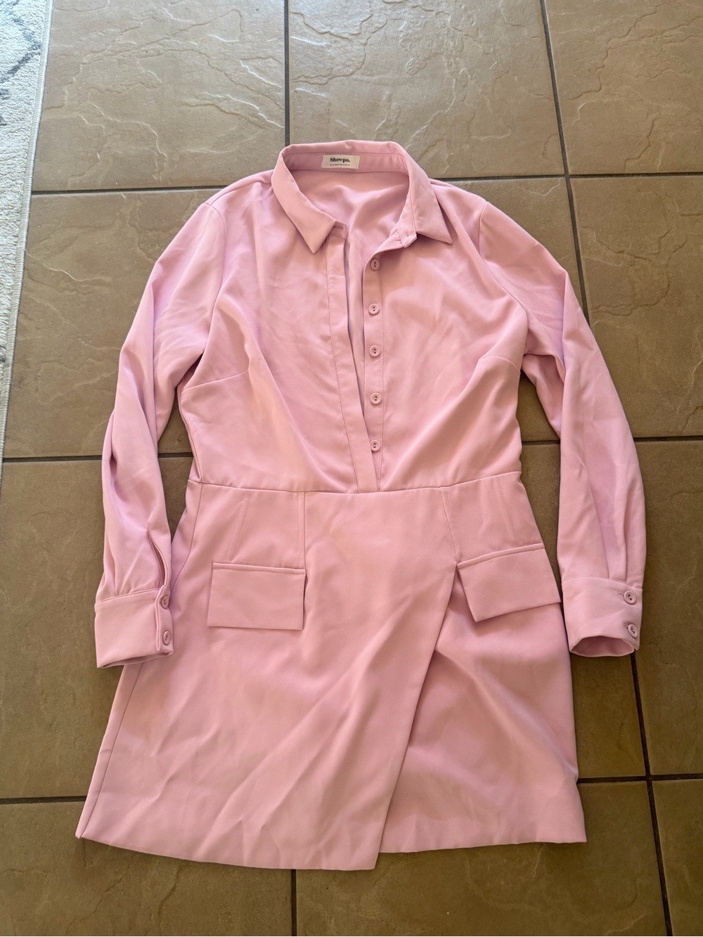 Showpo Blush Pink Long-Sleeve Shirt Dress